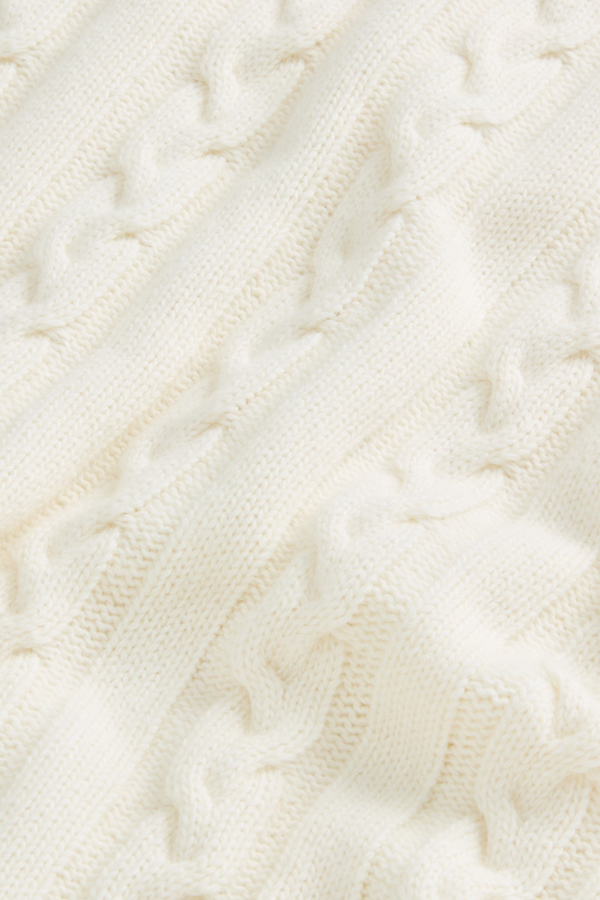 Crewneck Sweater in Cable-Knit Wool and Cotton Blend White photo 6 | Woolrich