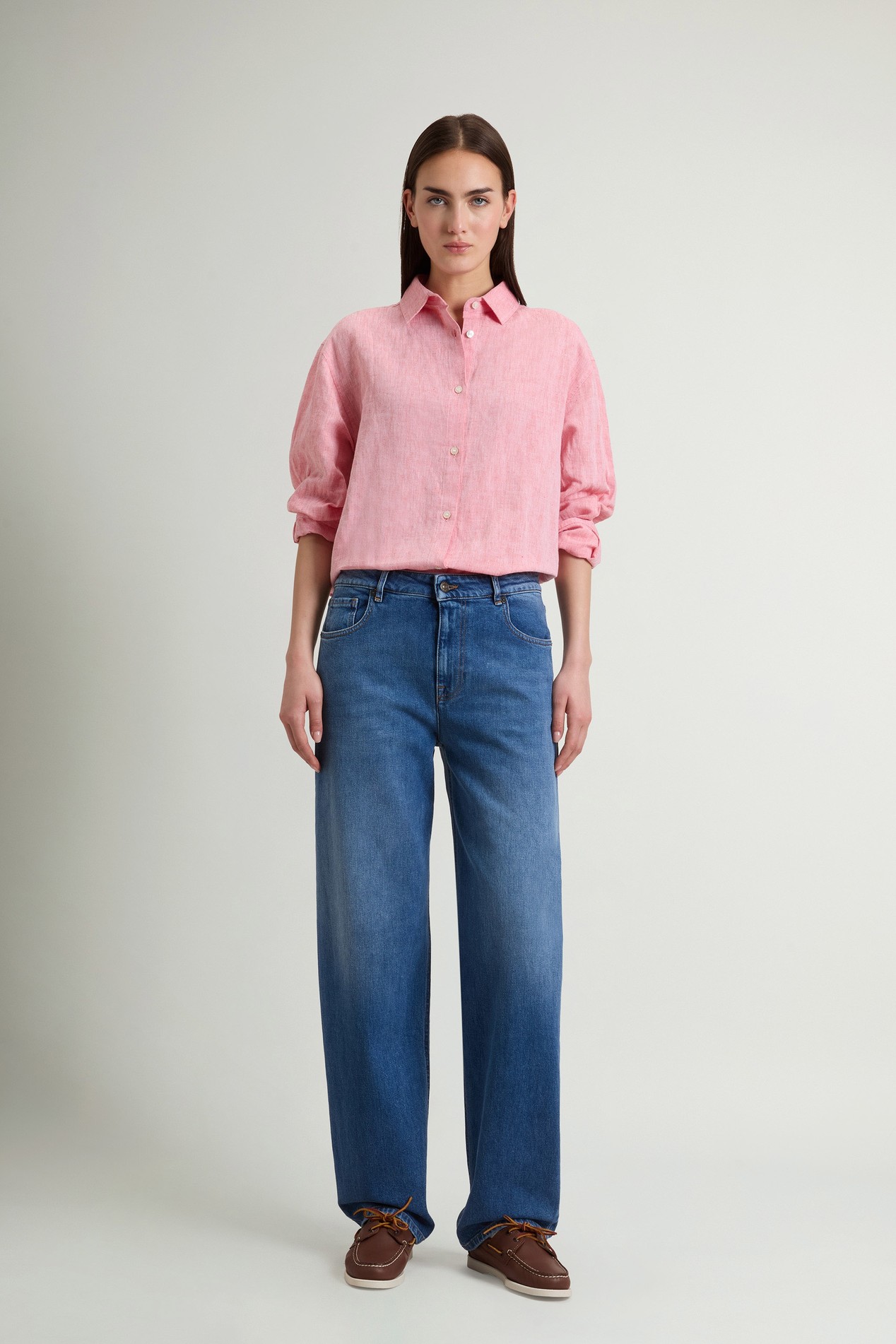Wide-Leg Five-Pocket Jeans in Stretch Cotton Denim Blue photo 1 | Woolrich