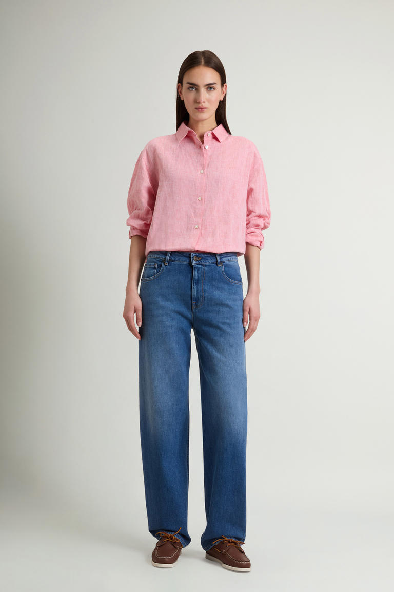 Wide-Leg Five-Pocket Jeans in Stretch Cotton Denim Blue photo 1 | Woolrich