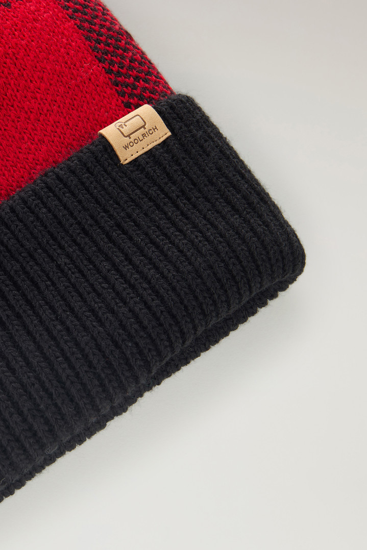 Girls' Beanie with Buffalo Check Pattern Red photo 3 | Woolrich