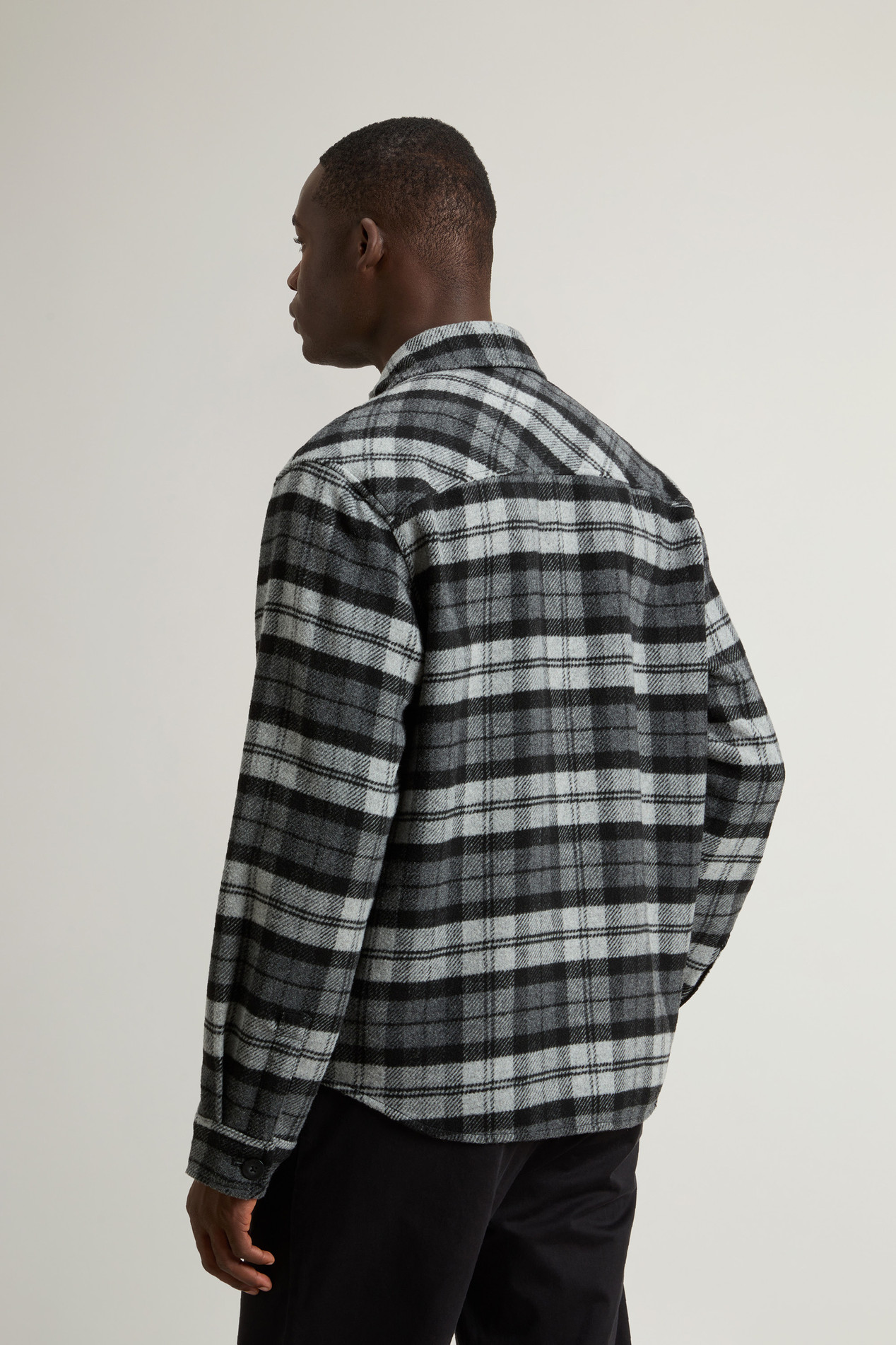 Wool-Blend Overshirt with Checked Pattern Gray photo 3 | Woolrich