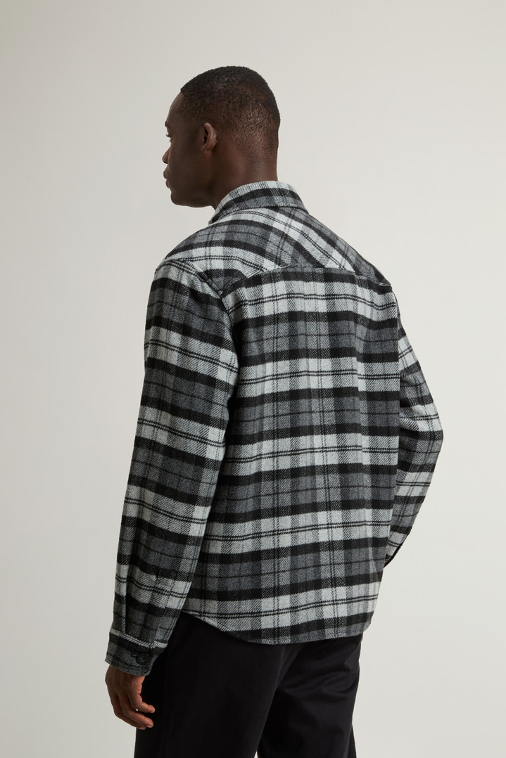 Wool-Blend Overshirt with Checked Pattern Gray photo 3 | Woolrich