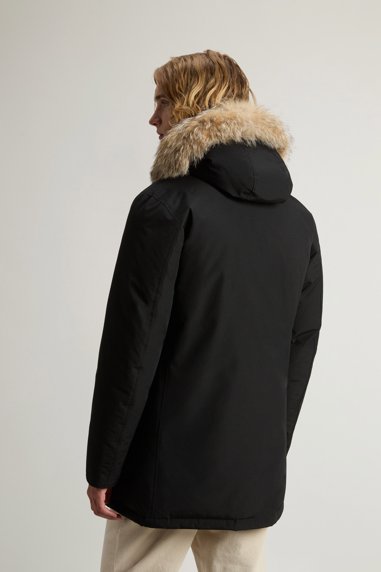Arctic Parka in Ramar Cloth with Detachable Fur Trim Black photo 3 | Woolrich