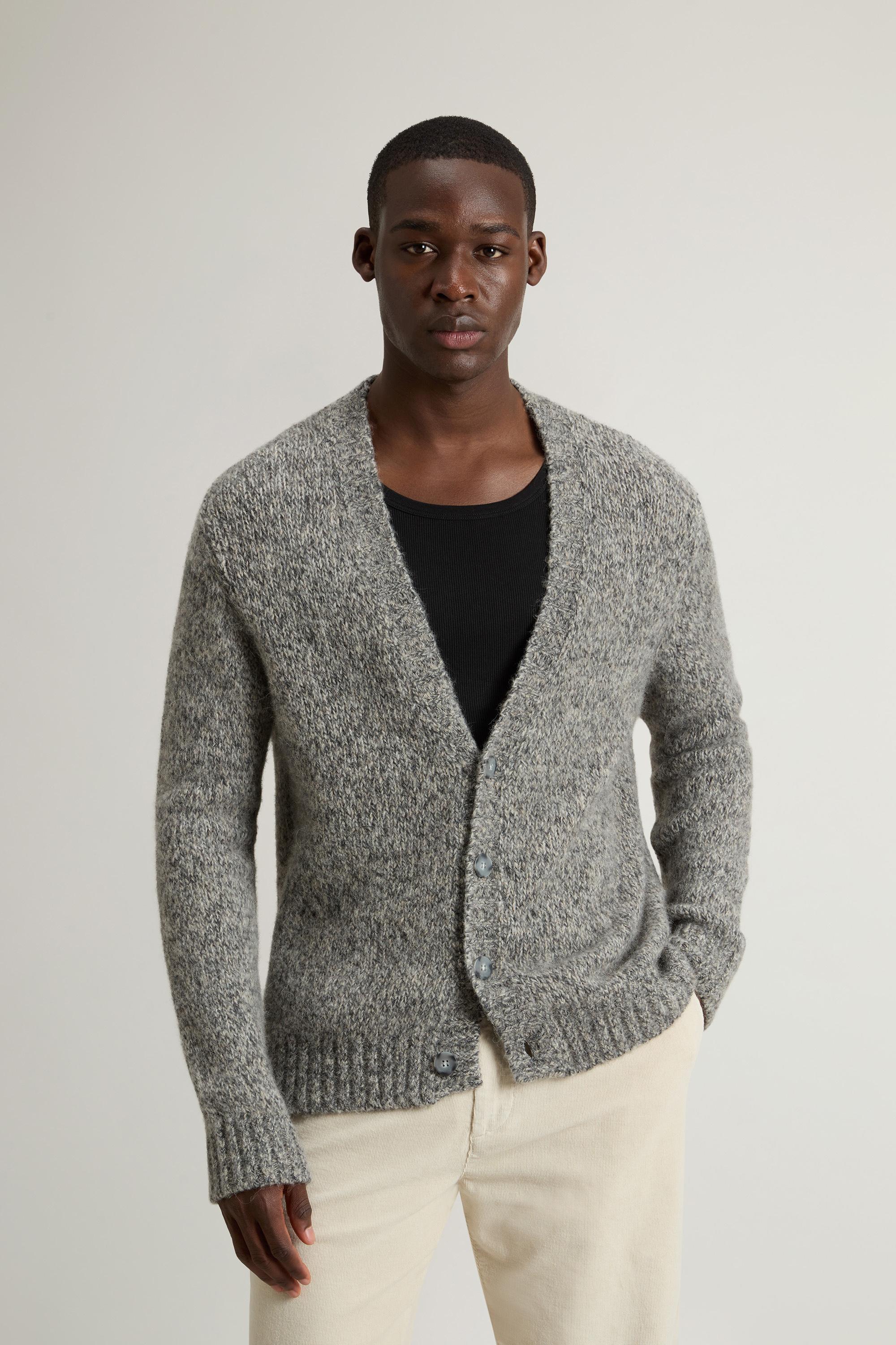 Cardigan in Alpaca and Wool Blend Mouliné Gray photo 1 | Woolrich