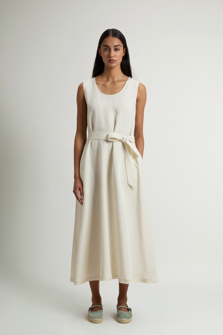 Sleeveless Dress in Linen Blend with Belt White photo 1 | Woolrich