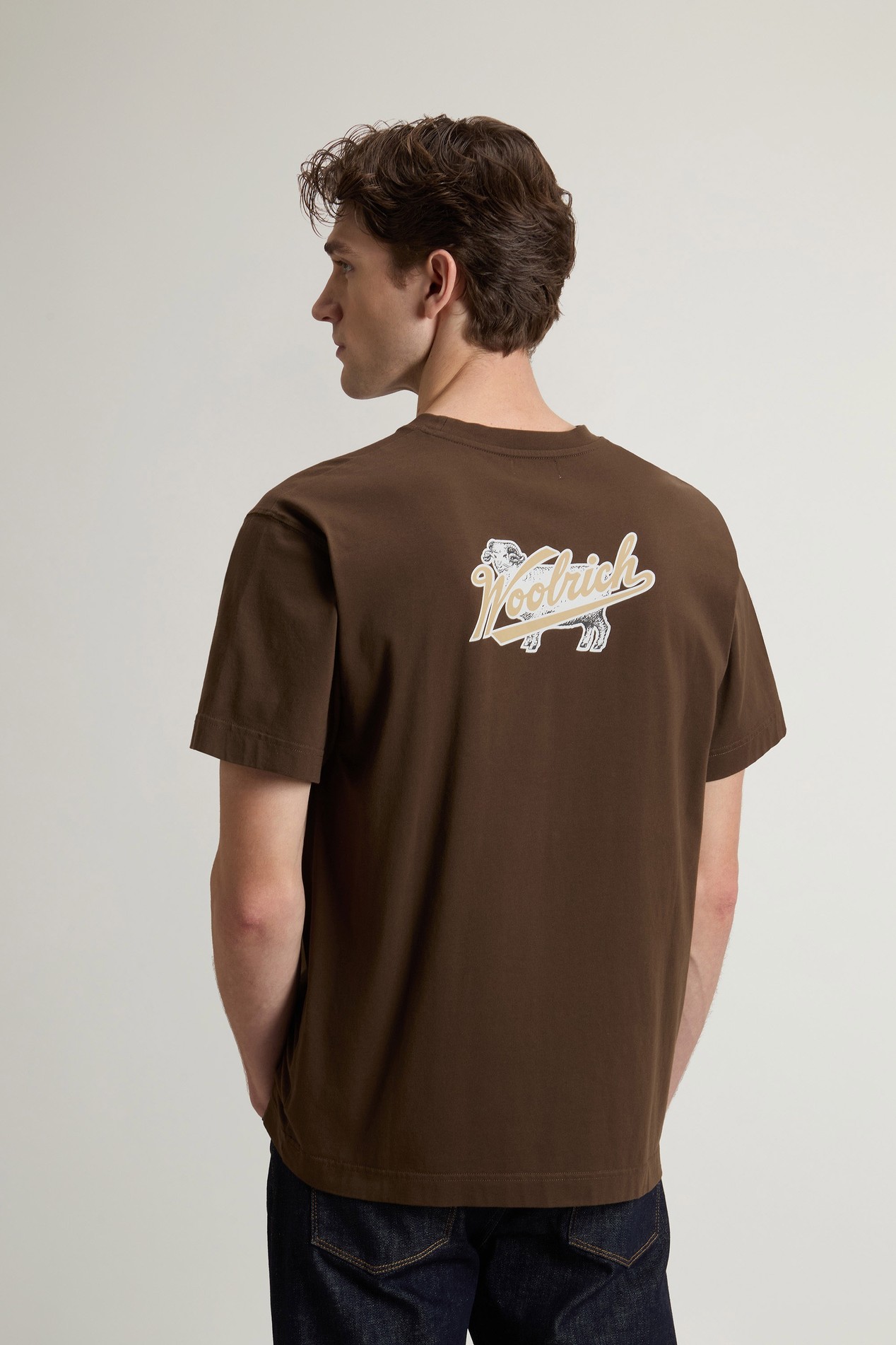 COTTON GRAPHIC T-SHIRT Brown photo 3 | Woolrich