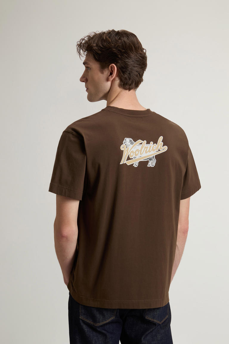 T-Shirt in Pure Cotton with Logo Brown photo 1 | Woolrich