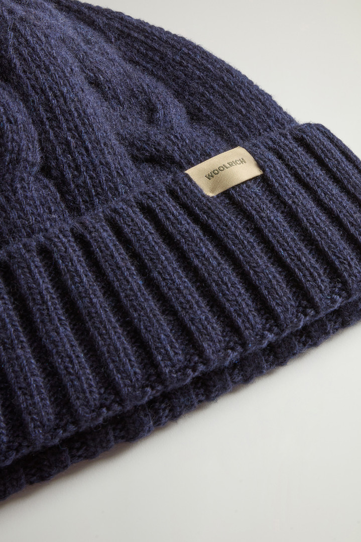 Cable-Knit Pure Wool Beanie Blue photo 3 | Woolrich