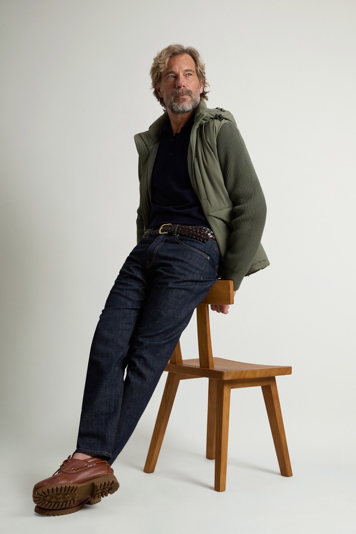 Hybrid Hooded Jacket in Matte Stretch Nylon Green photo 2 | Woolrich