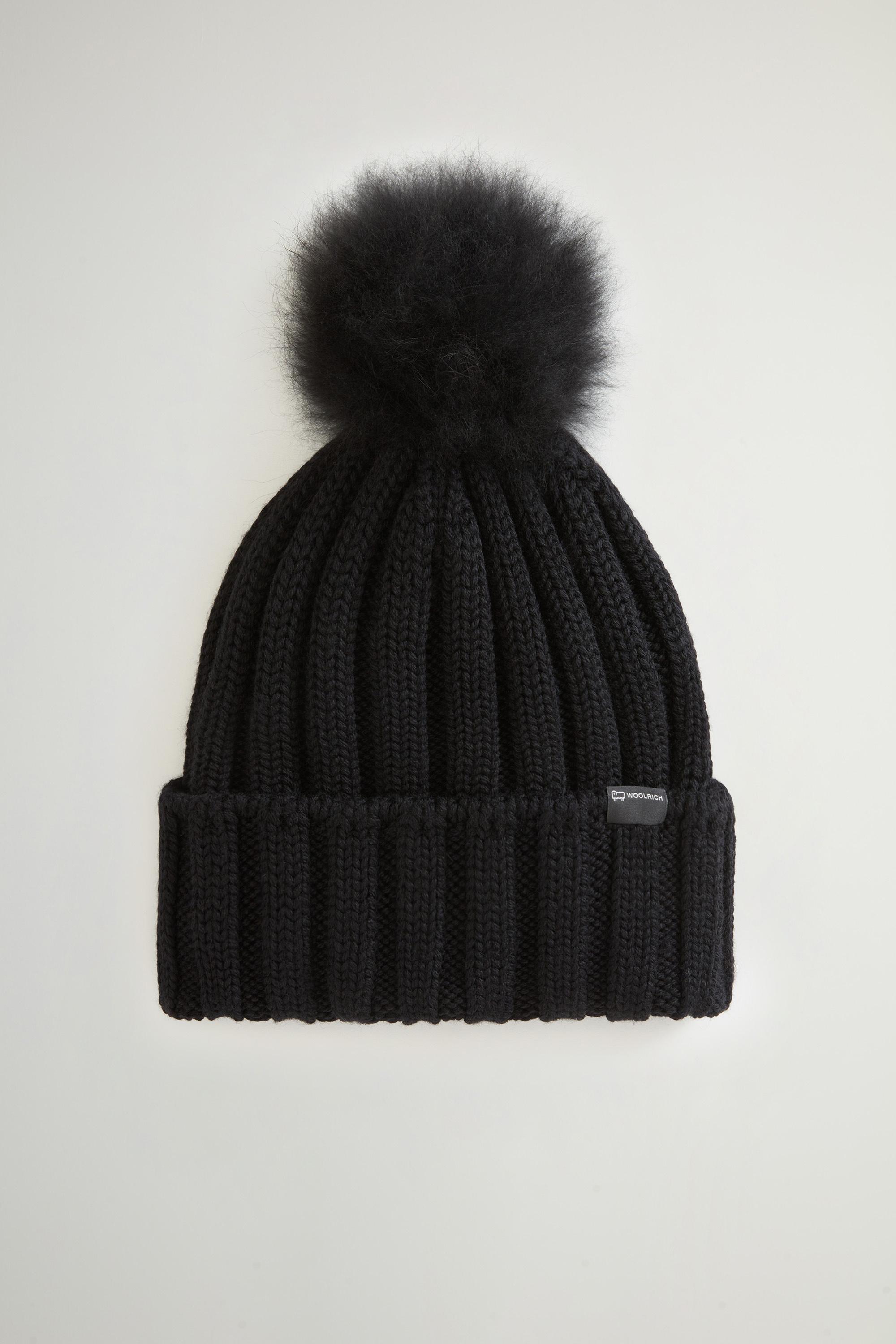 Merino Virgin Wool Beanie with Removable Cashmere Pompom Black photo 1 | Woolrich
