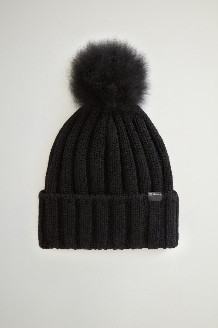 Merino Virgin Wool Beanie with Removable Cashmere Pompom Black photo 1 | Woolrich
