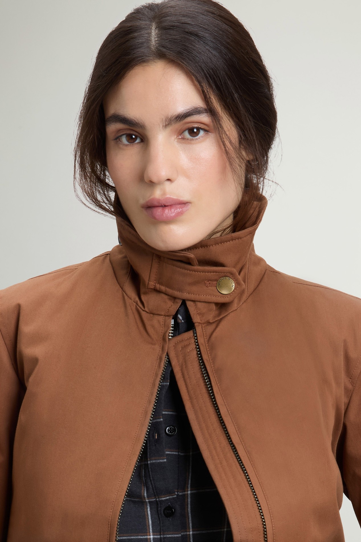 BEST COTTON FAUX FUR FIELD JACKET Brown photo 4 | Woolrich