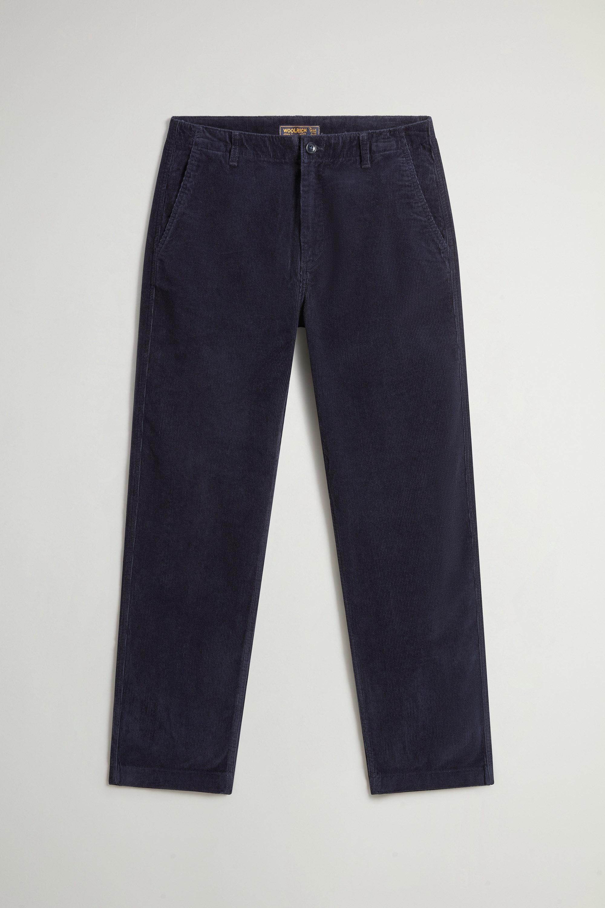 Chinohose aus geripptem reinem Baumwollcord Blau photo 1 | Woolrich