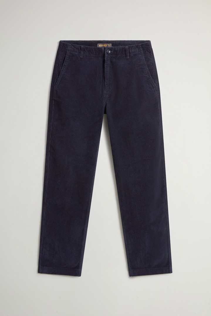 Chinohose aus geripptem reinem Baumwollcord Blau photo 1 | Woolrich