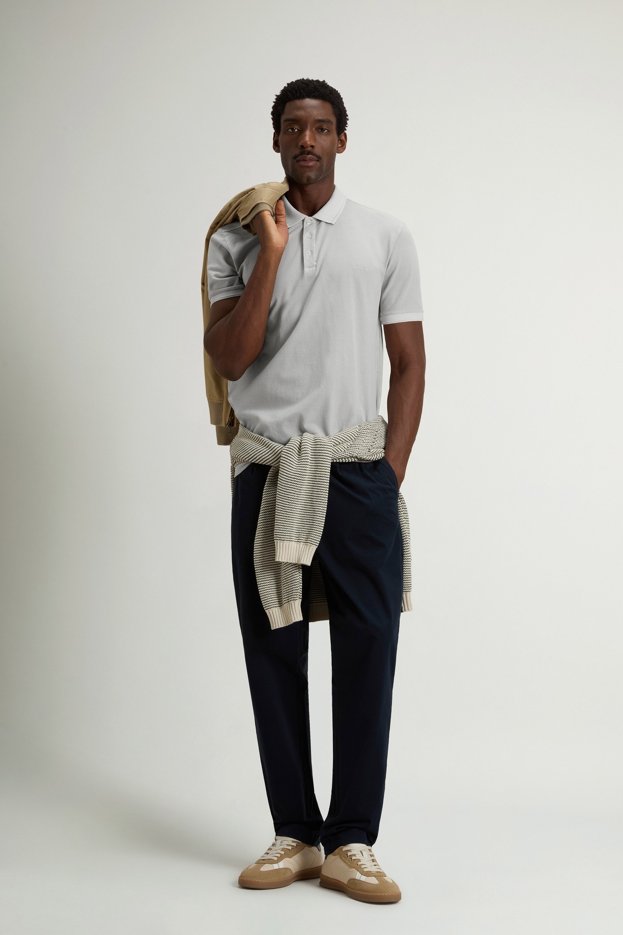 Garment-Dyed Mackinack Polo in Stretch Cotton Piquet Gray photo 2 | Woolrich