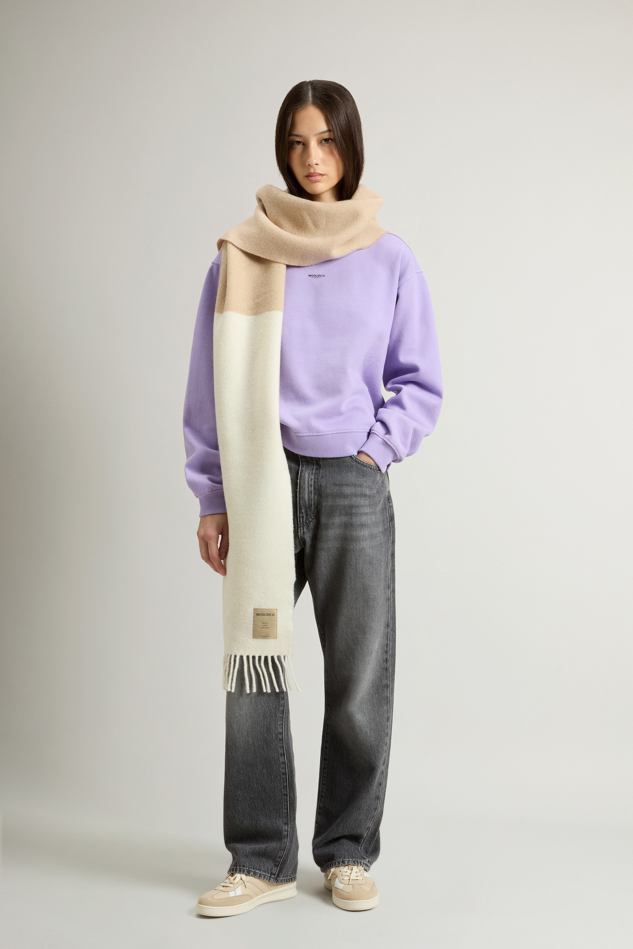 Crewneck Sweatshirt in Pure Cotton with Embroidered Logo Purple photo 2 | Woolrich