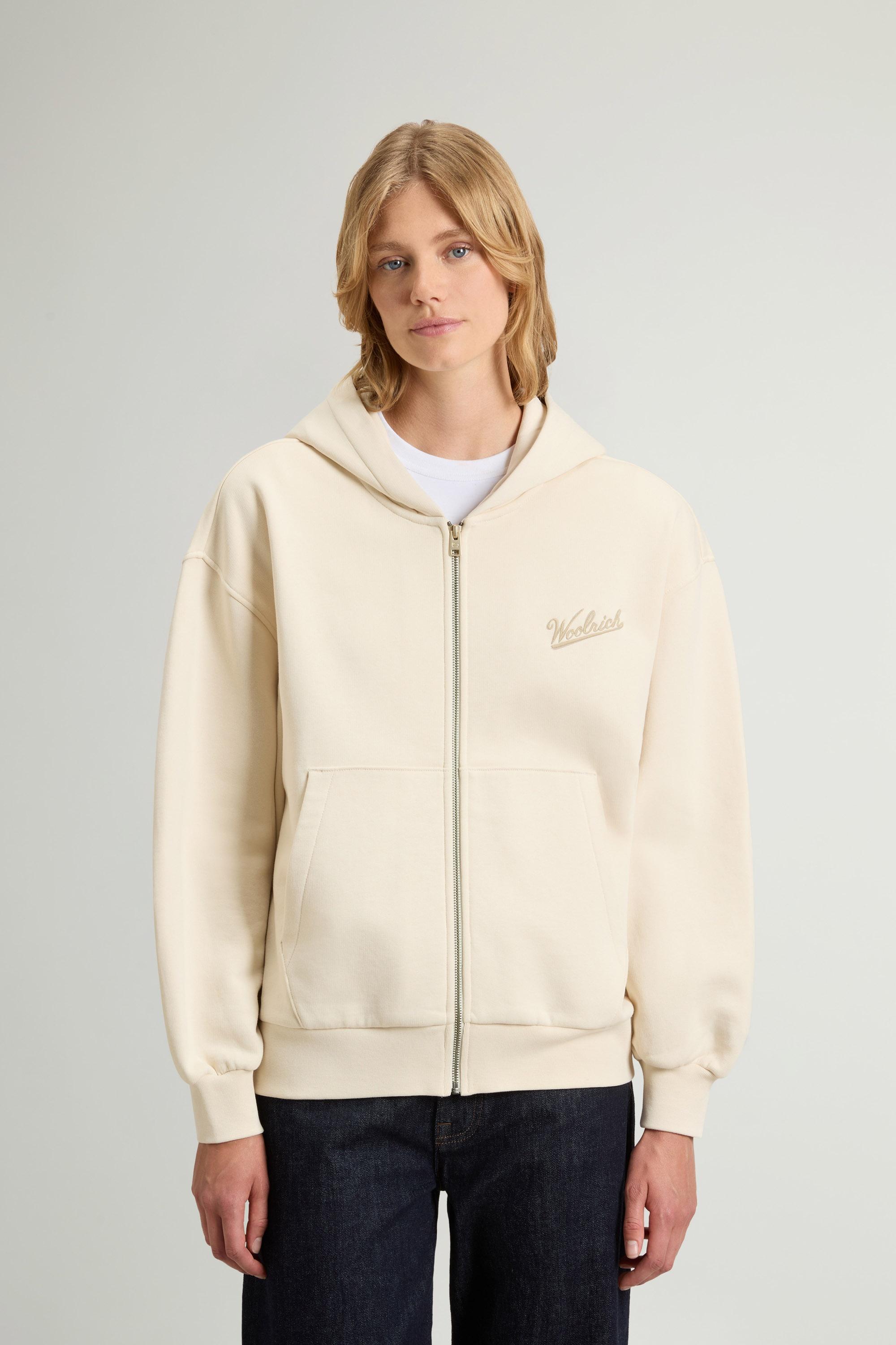 Zippered Hoodie in Pure Cotton White photo 1 | Woolrich