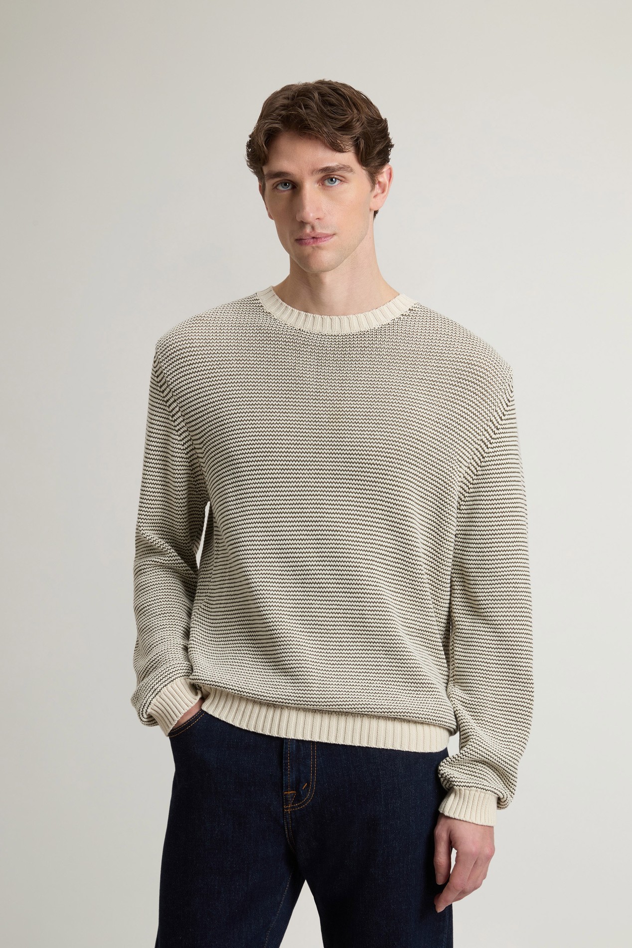 COTTON CREWNECK Beige photo 1 | Woolrich