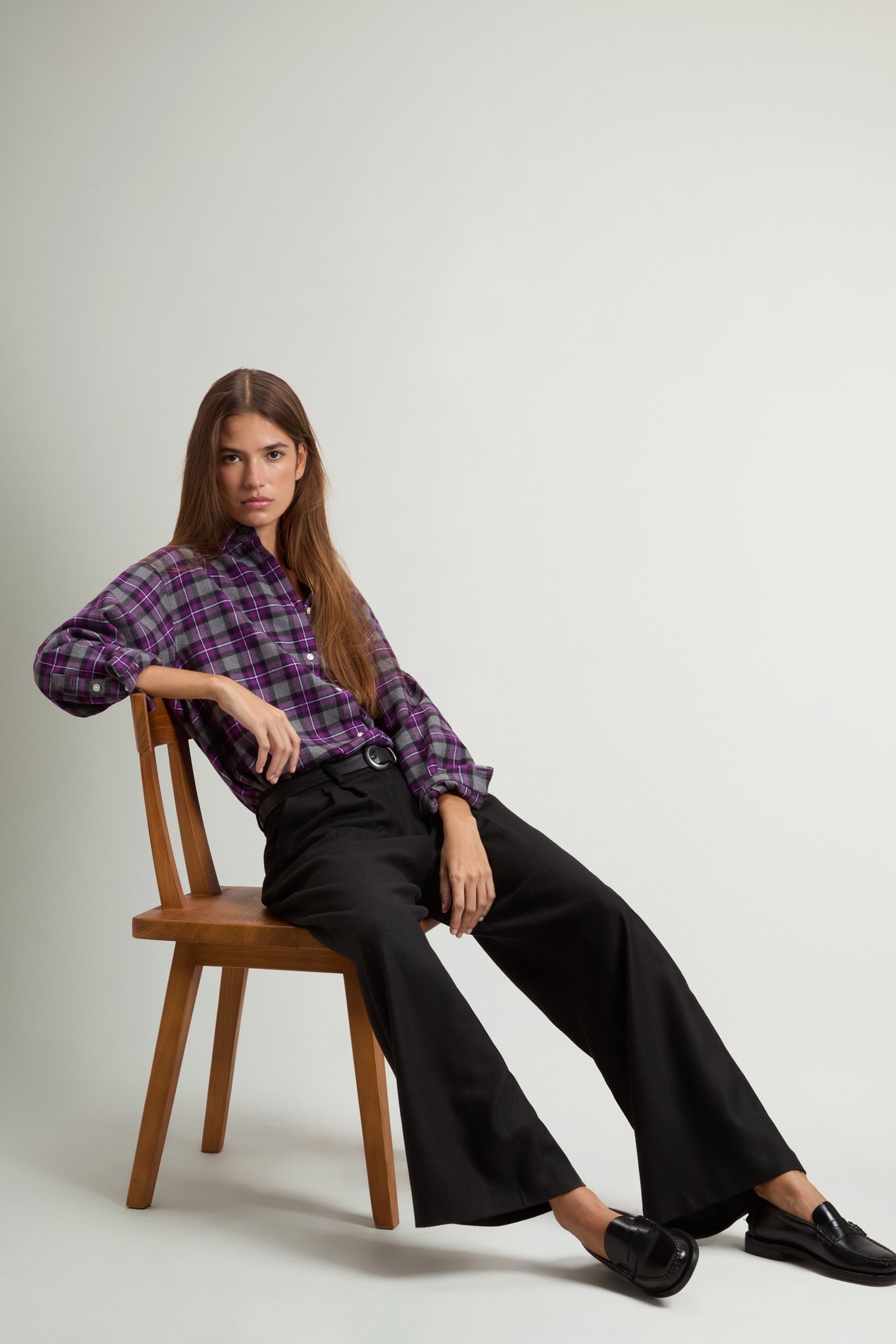 Pure Cotton Flannel Checked Shirt Purple photo 2 | Woolrich