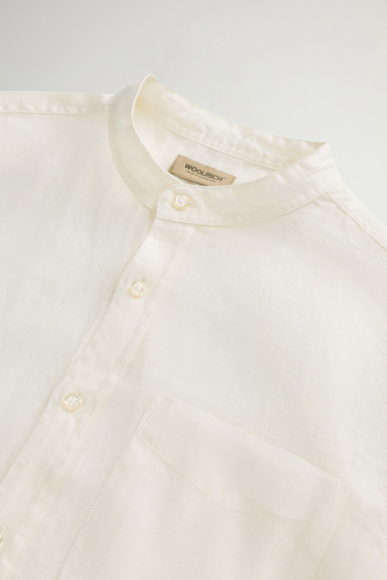 BAND COLLAR LINEN SHIRT White photo 6 | Woolrich