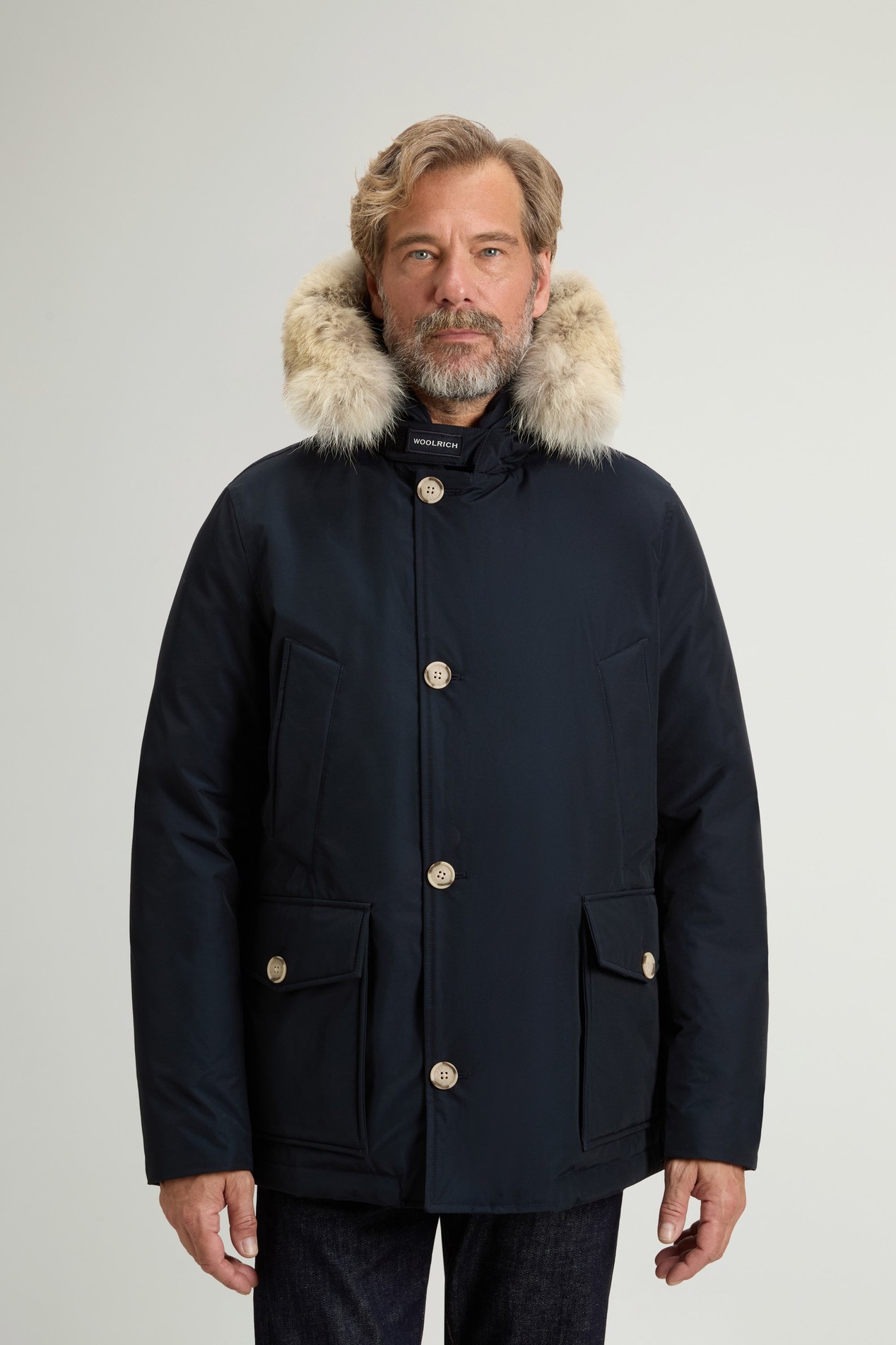 Arctic Anorak in Ramar Cloth with Detachable Fur Blue photo 1 | Woolrich