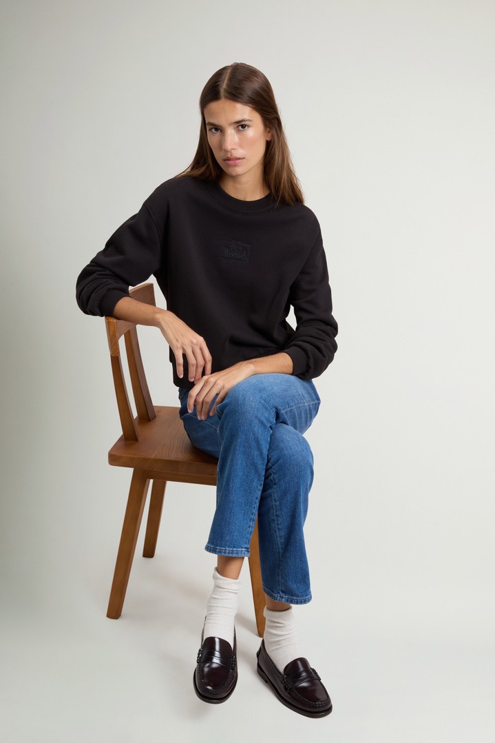 Crewneck Sweatshirt in Pure Cotton Black photo 2 | Woolrich