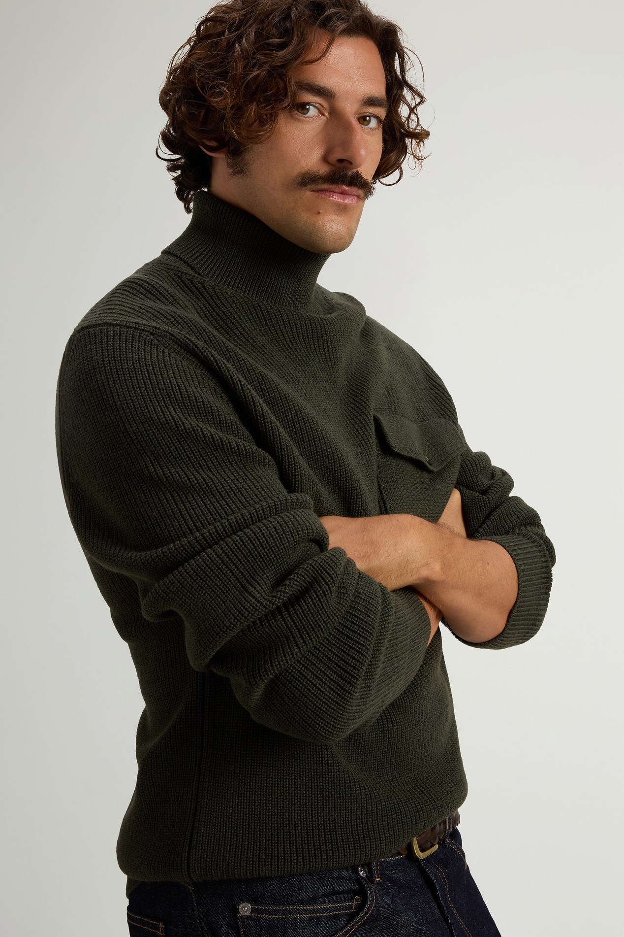Ribbed Turtleneck Sweater in Pure Merino Virgin Wool Green photo 4 | Woolrich