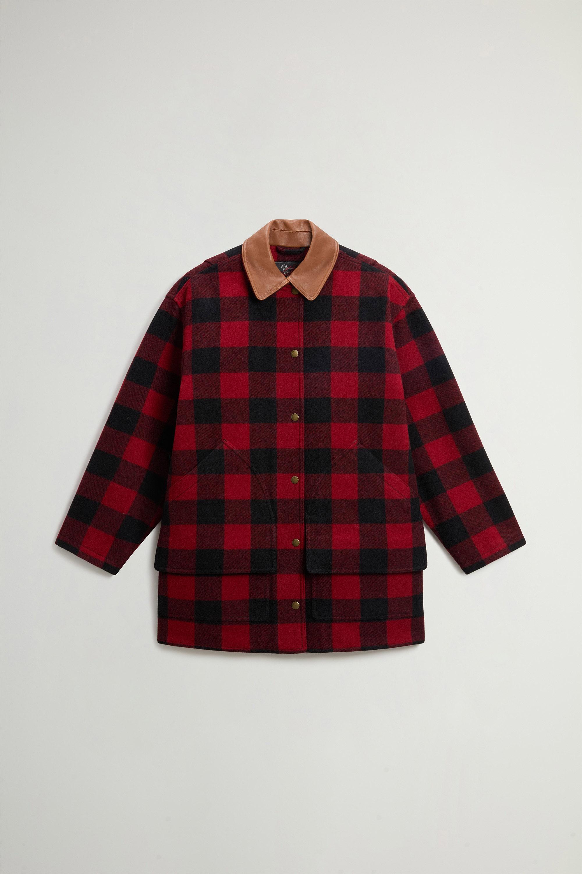 Manteau Barn à carreaux en laine italienne mélangée Rouge photo 5 | Woolrich