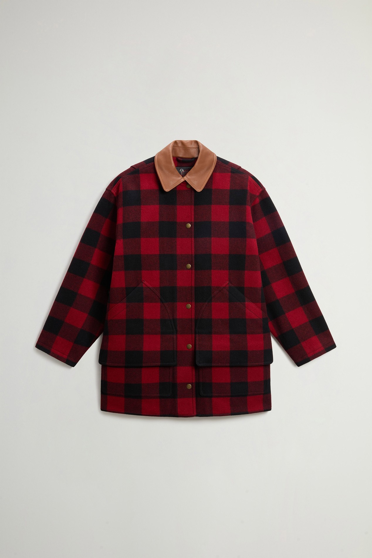 Manteau Barn à carreaux en laine italienne mélangée Rouge photo 5 | Woolrich