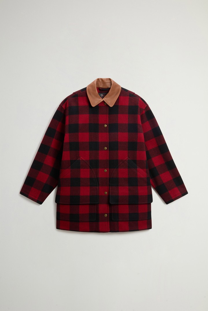Manteau Barn à carreaux en laine italienne mélangée Rouge photo 5 | Woolrich
