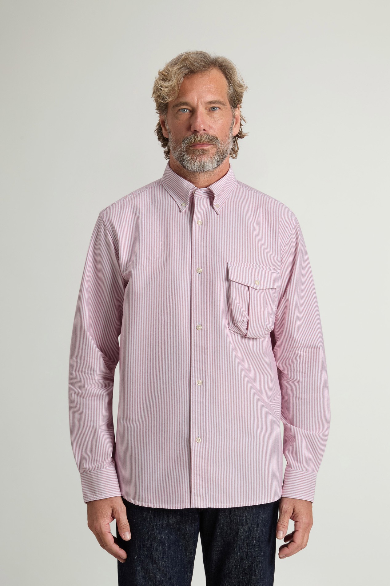 Gestreiftes Hemd aus einer Oxford-Baumwollmischung Rot photo 1 | Woolrich