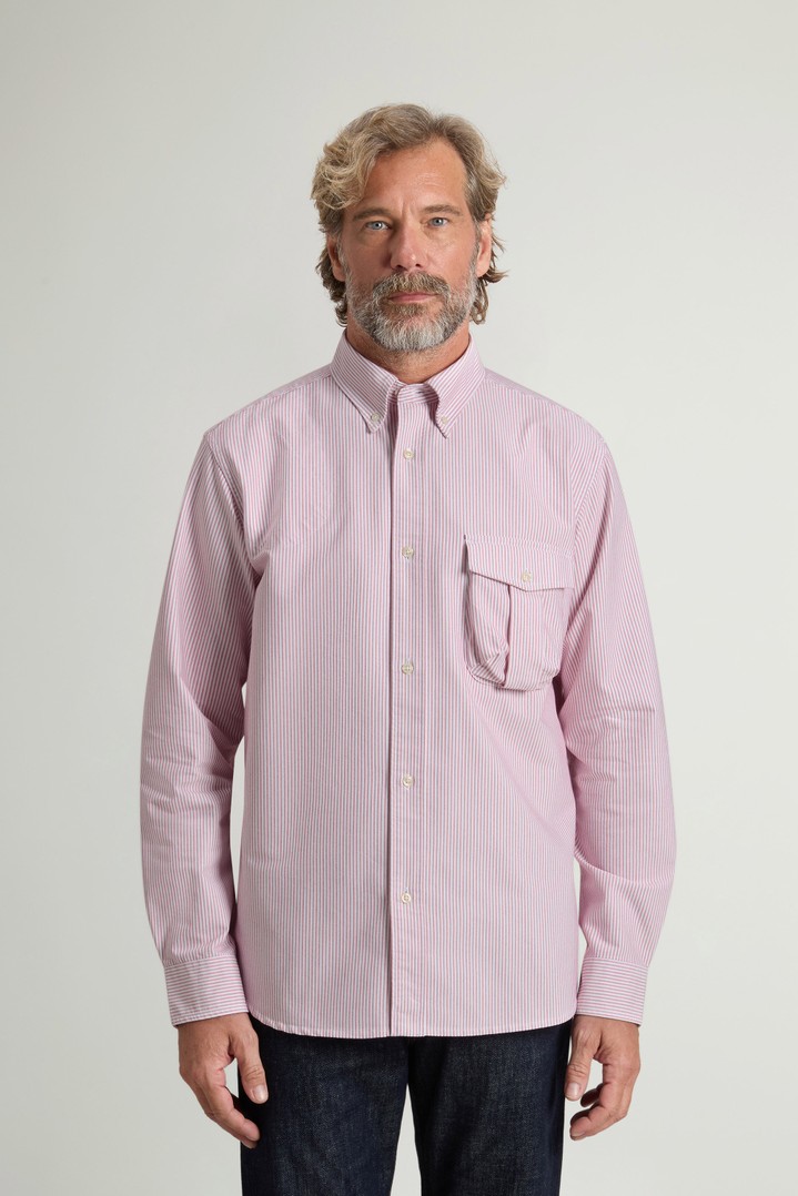 Gestreiftes Hemd aus einer Oxford-Baumwollmischung Rot photo 1 | Woolrich