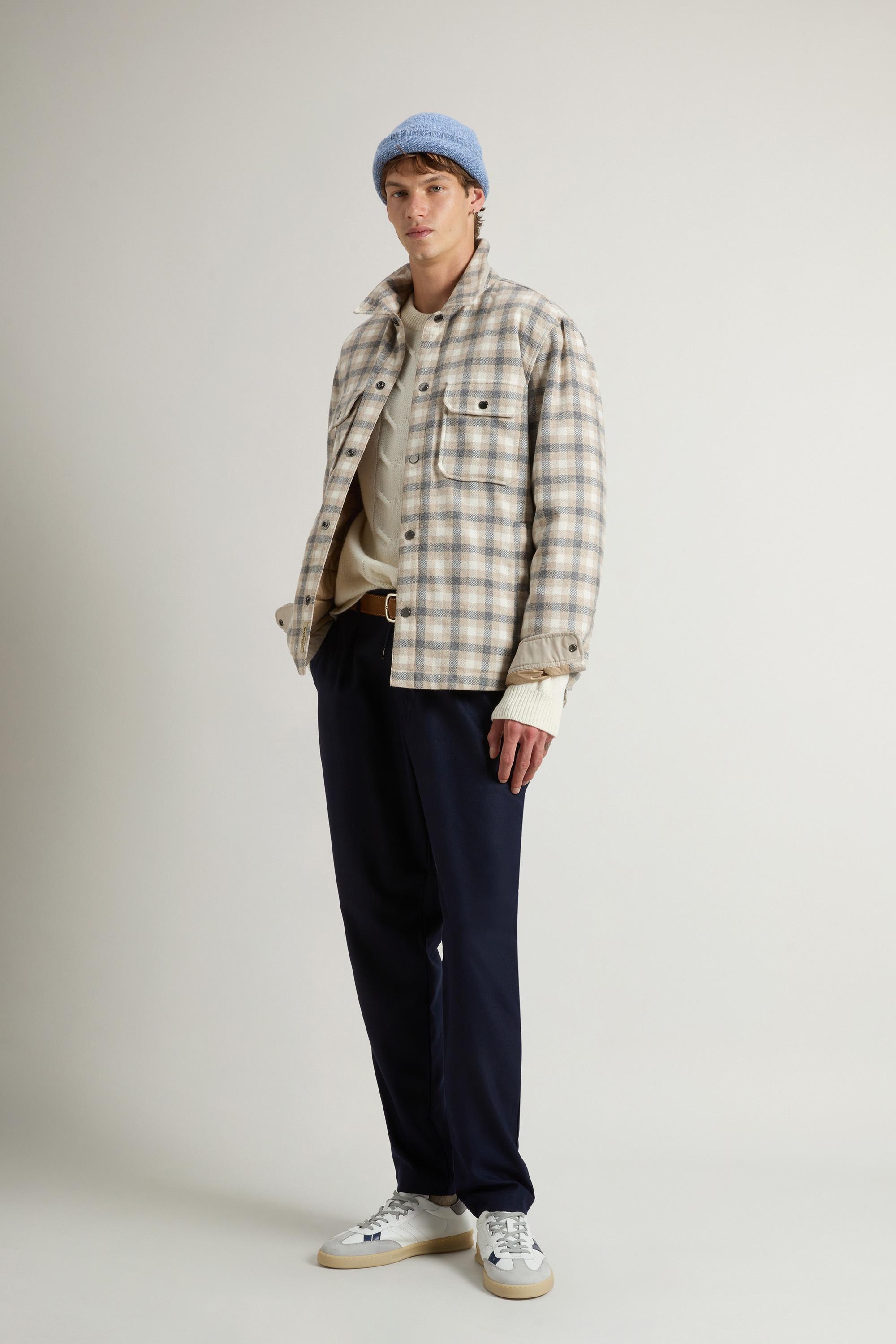 Alaskan Check Overshirt in Recycled Italian Wool Blend Beige photo 1 | Woolrich