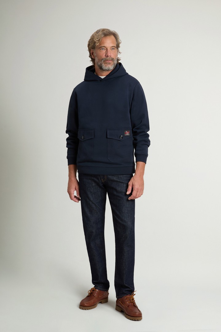 Kapuzenpullover aus einer Baumwollmischung mit Tasche Blau photo 2 | Woolrich