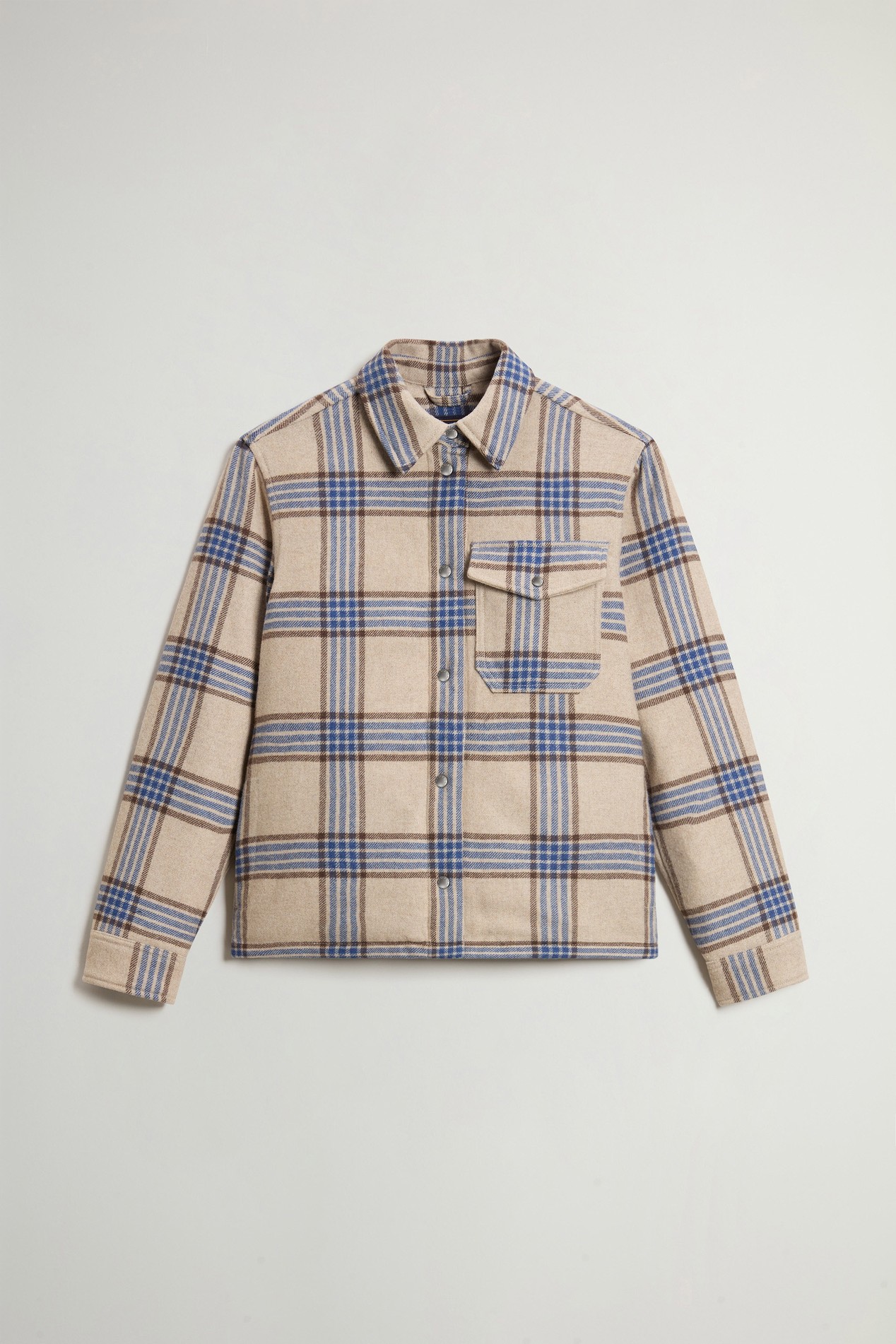 Alaskan Checked Overshirt in Padded Wool Blend Blue photo 5 | Woolrich