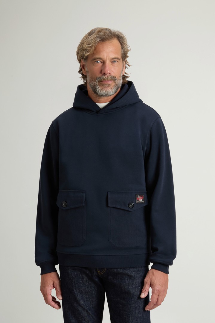 Kapuzenpullover aus einer Baumwollmischung mit Tasche Blau photo 1 | Woolrich