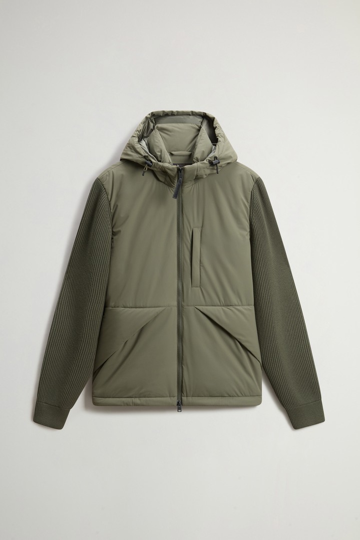 Hybrid Hooded Jacket in Matte Stretch Nylon Green photo 5 | Woolrich