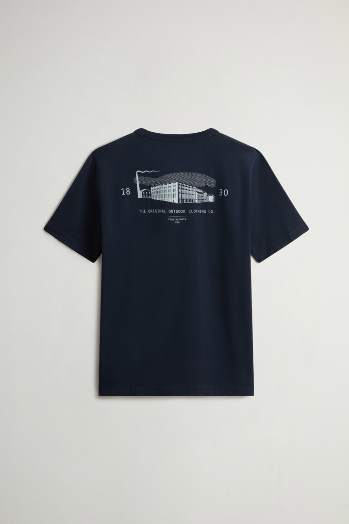 COTTON LOGO POCKET T-SHIRT Blue photo 6 | Woolrich