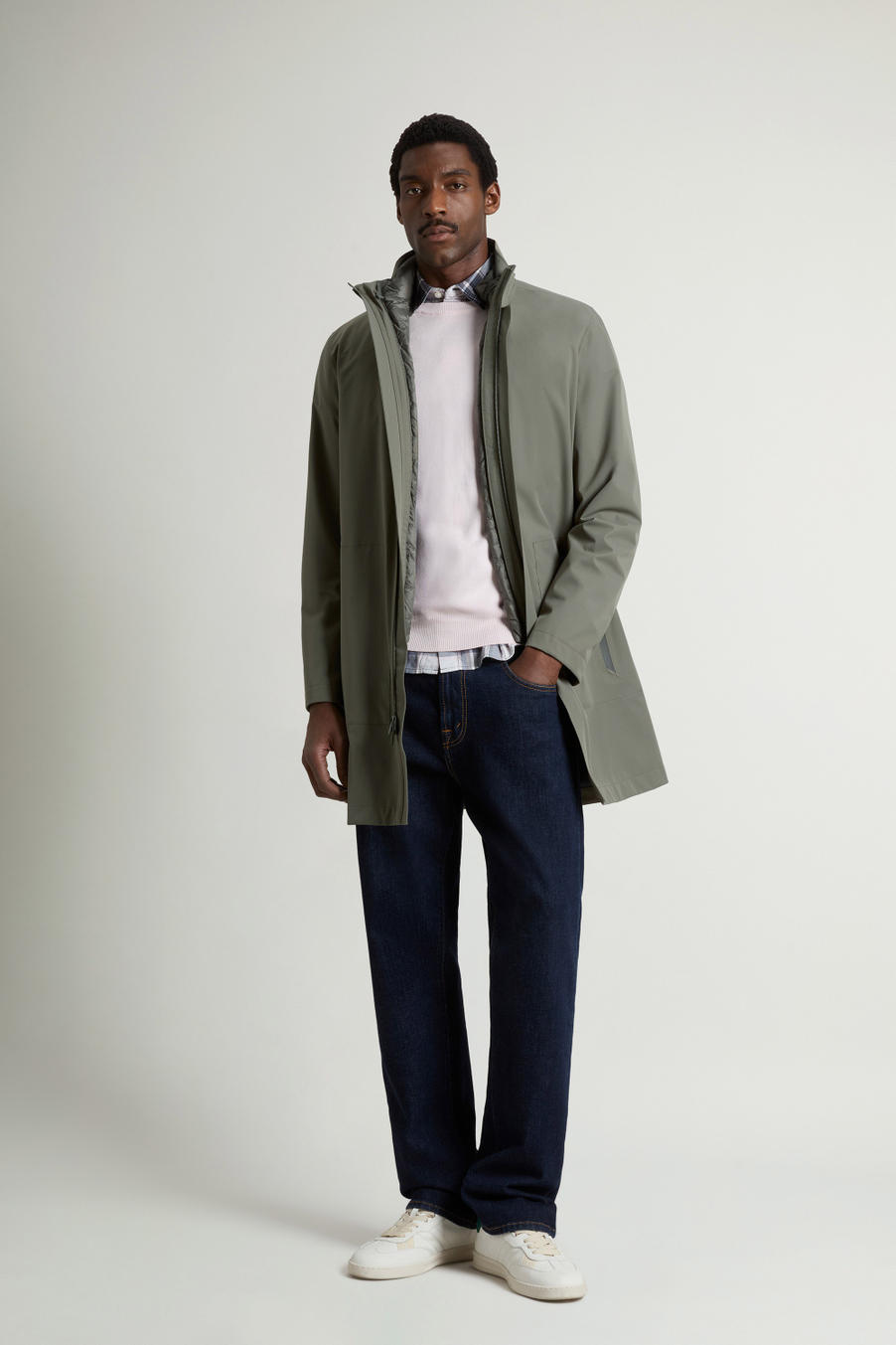 2-In-1 Overcoat in Two-Layered Fabric Green photo 1 | Woolrich