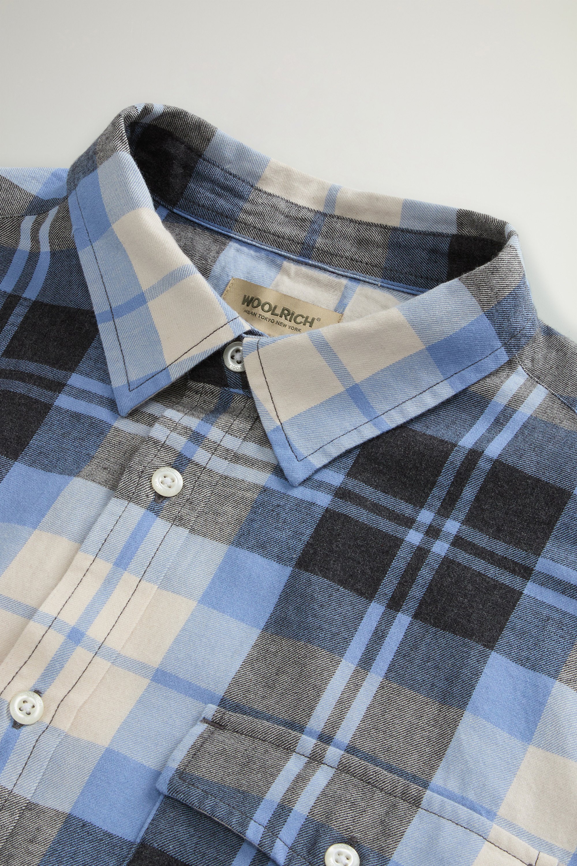 Pure Madras Cotton Flannel Checked Shirt Blue photo 6 | Woolrich