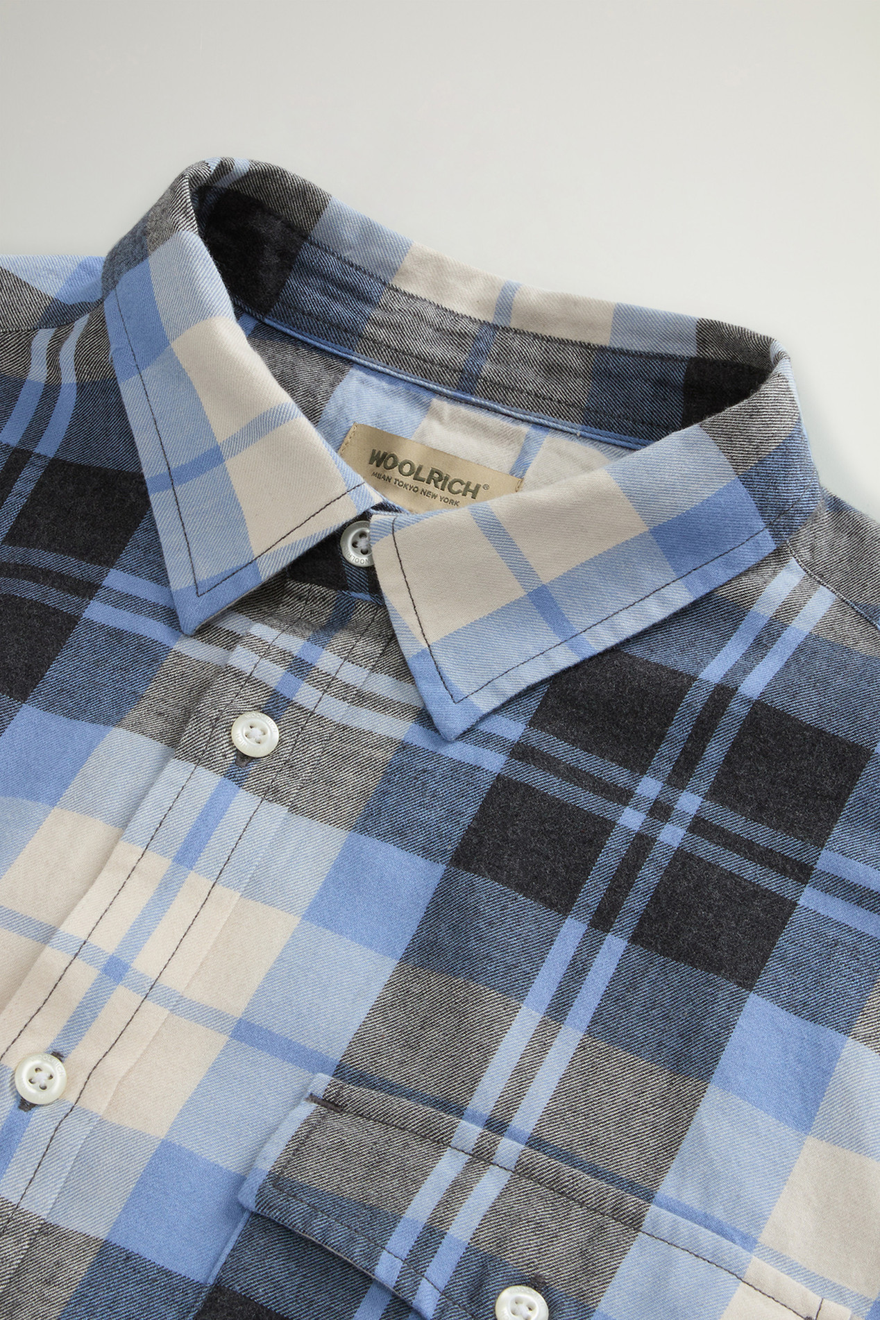 Pure Madras Cotton Flannel Checked Shirt Blue photo 6 | Woolrich