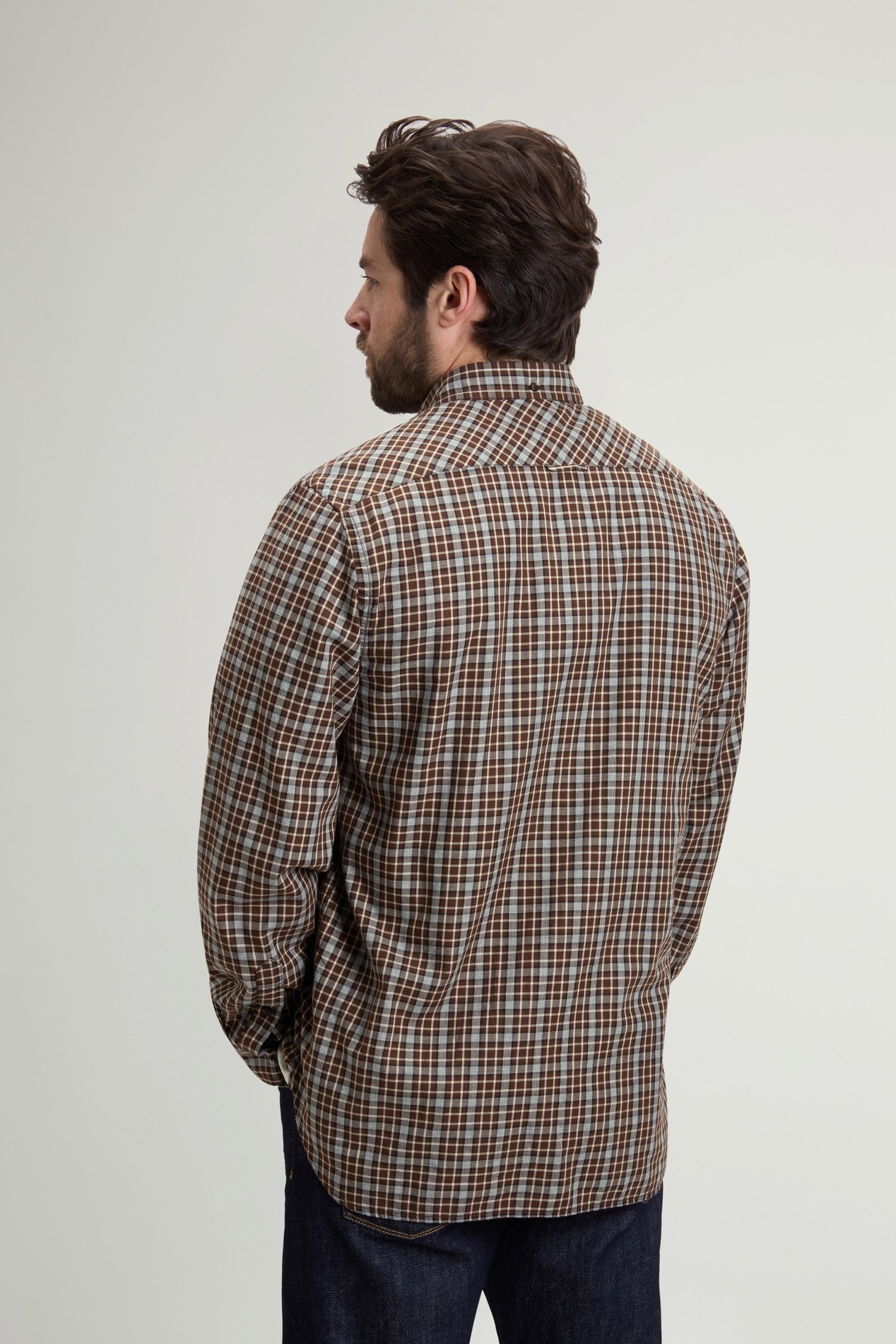 Button-Down Checked Shirt in Pure Cotton Flannel Green photo 3 | Woolrich