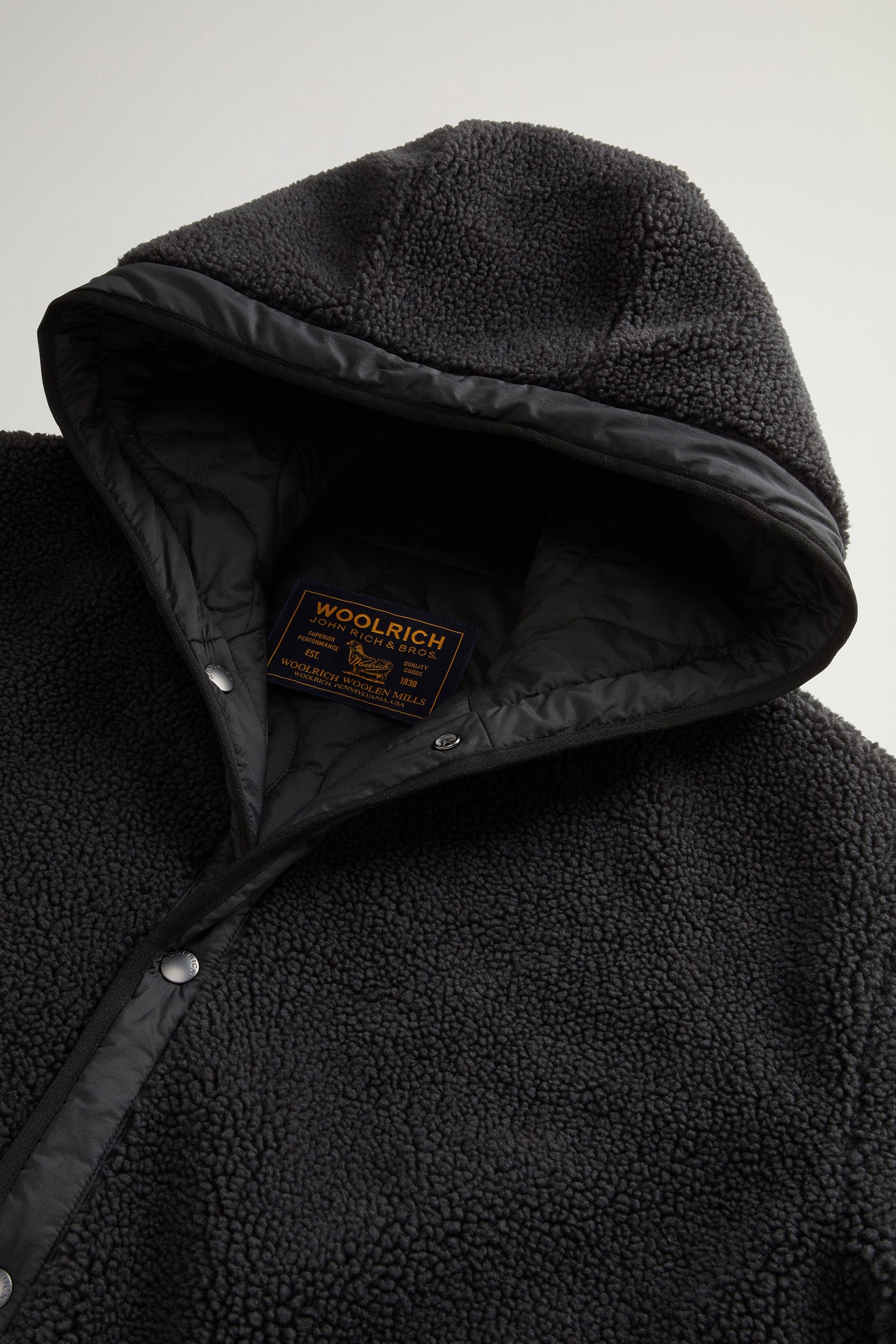 Reversible Hooded Jacket in Nylon and Sherpa Gray photo 6 | Woolrich