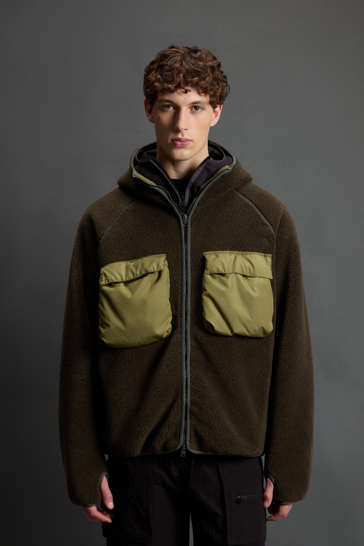 Felpa ibrida full-zip con cappuccio Verde photo 2 | Woolrich