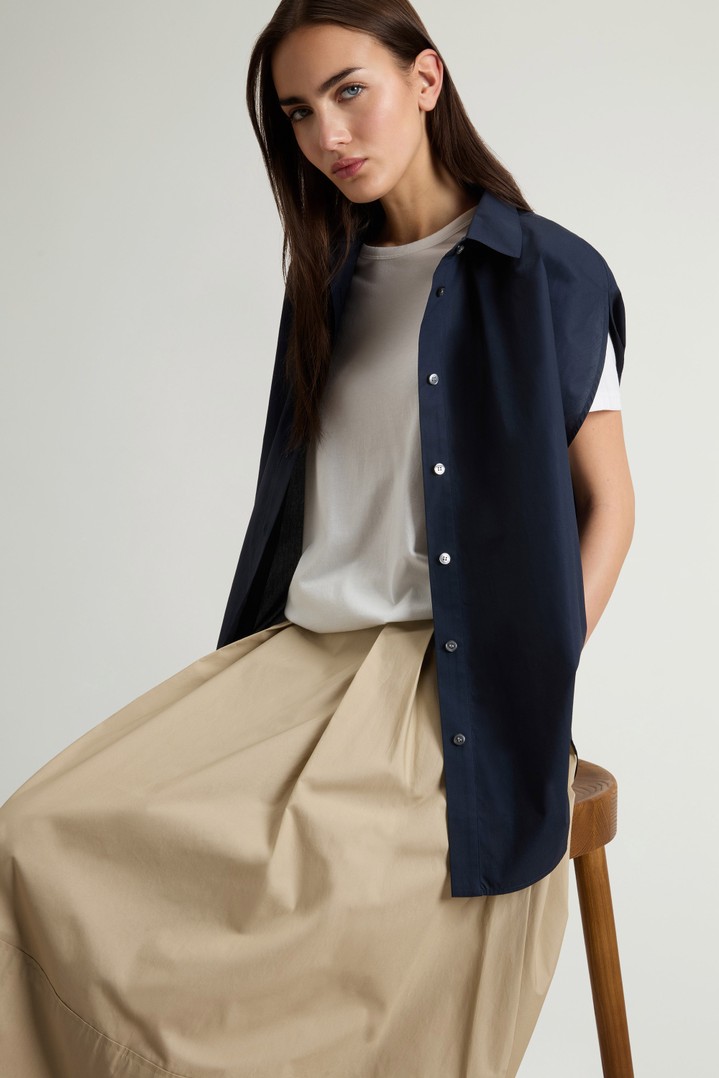 COTTON POPLIN BLOUSE Blue photo 4 | Woolrich