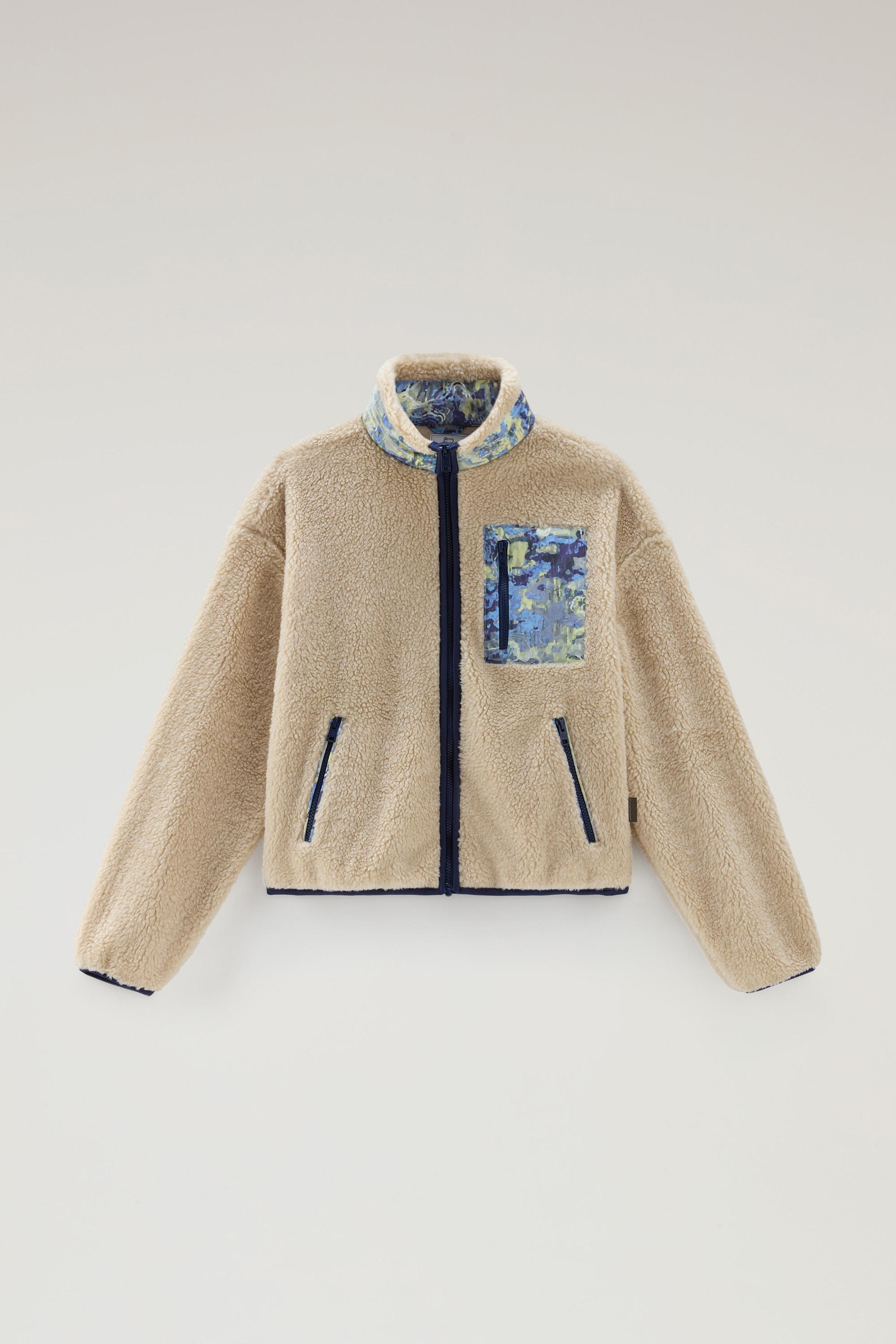 High-Collar Sherpa Sweatshirt with Cordura Details Beige photo 1 | Woolrich