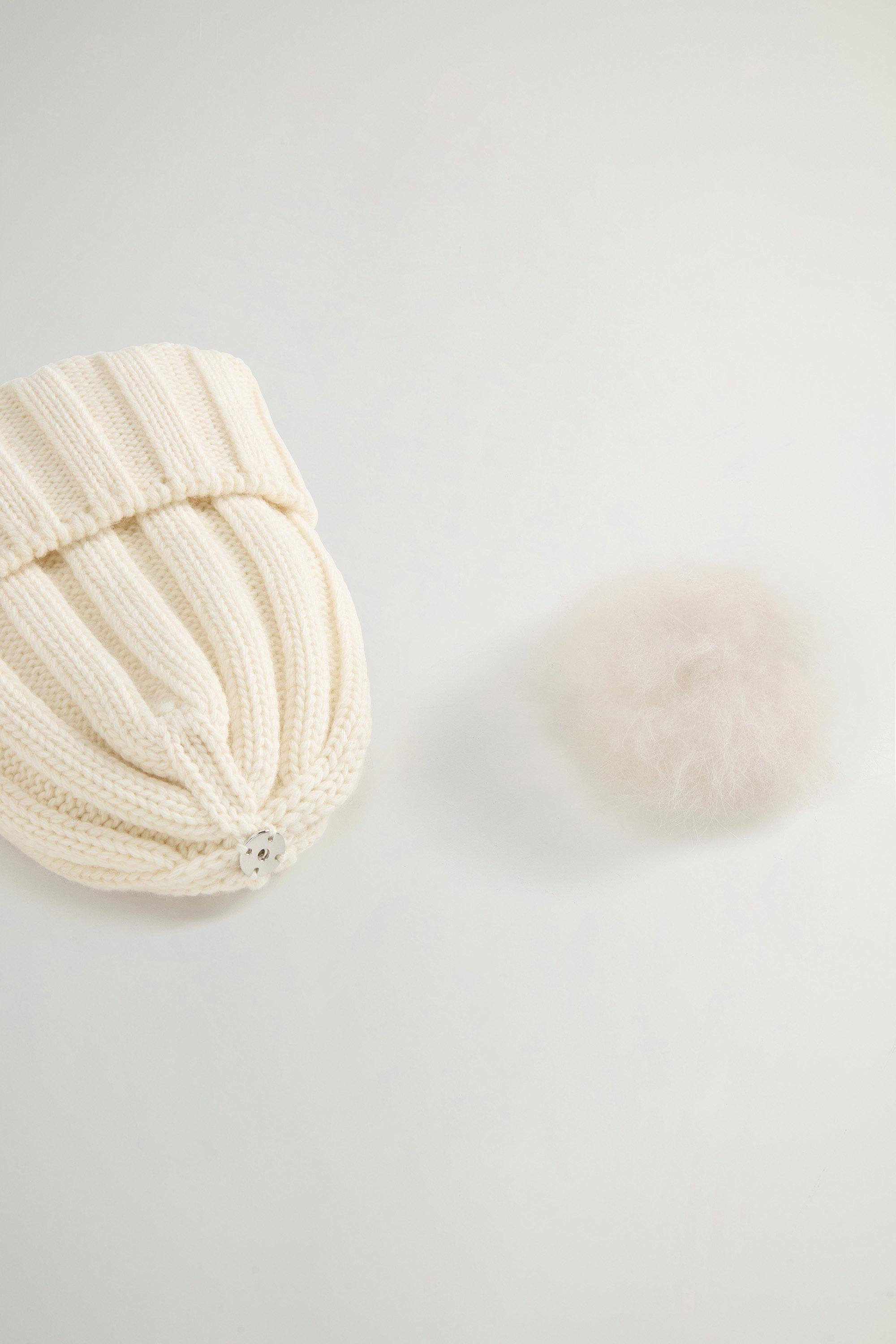 Girls’ Beanie in Pure Virgin Wool with Removable Pompon White photo 8 | Woolrich