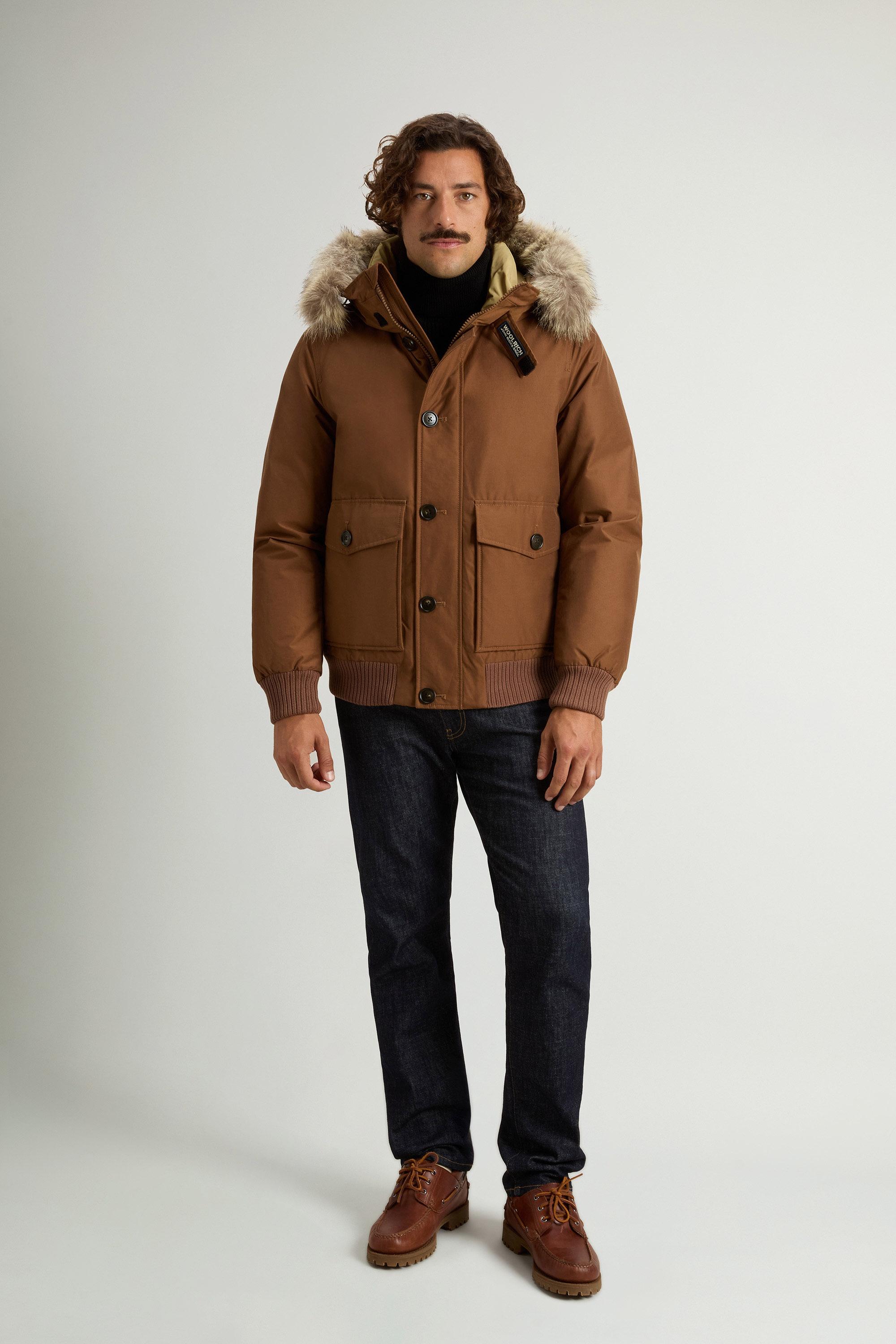Padded Polar bomber jacket in Ramar Cloth with hood Brown photo 1 | Woolrich