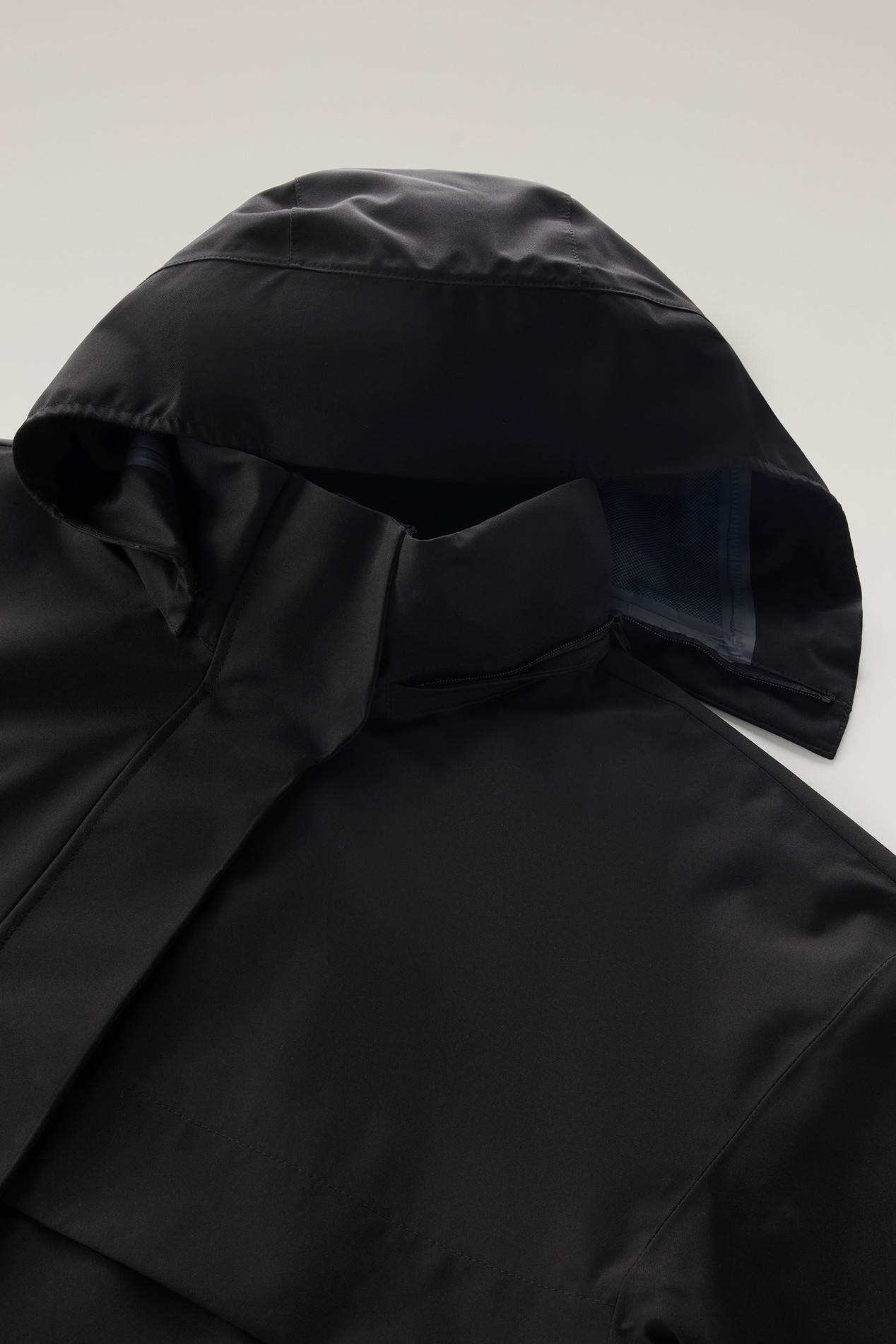 Waterproof Parka in Light Stretch Fabric with a Detachable Hood Black photo 3 | Woolrich