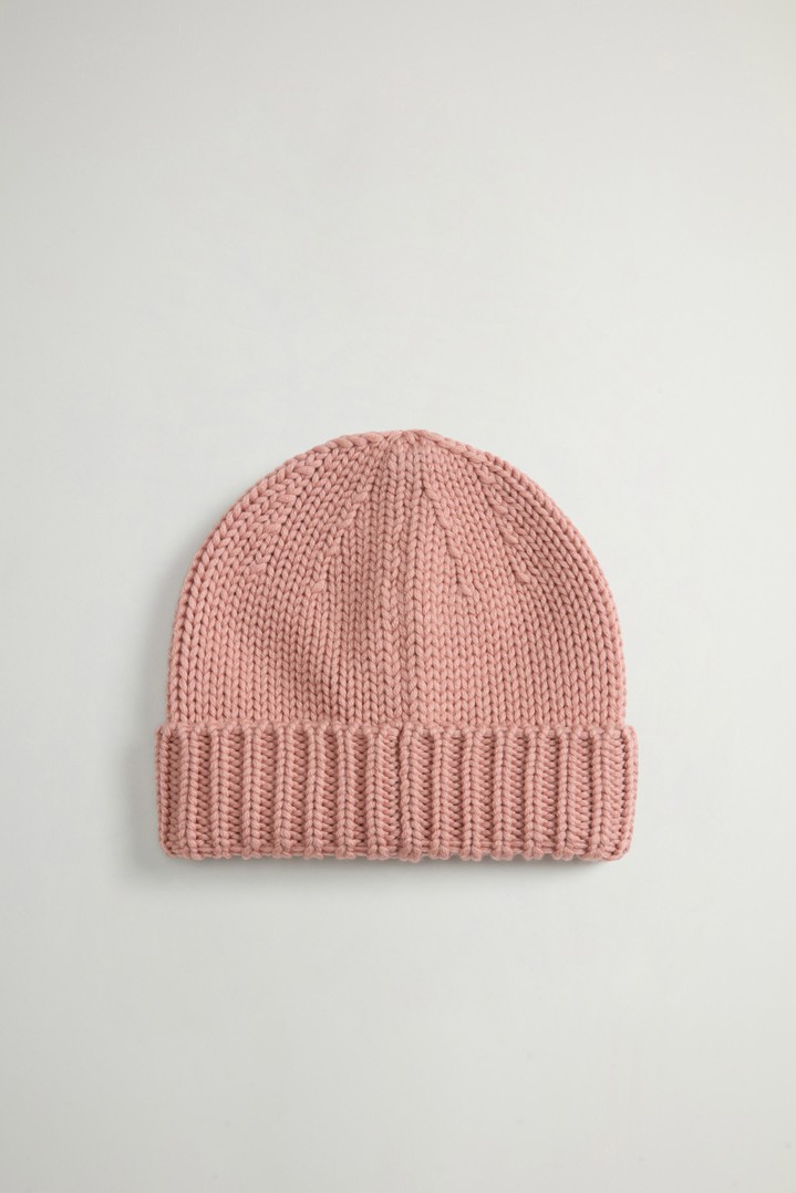 MERINO WOOL LOGO BEANIE Pink photo 2 | Woolrich